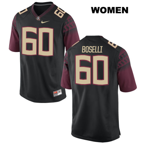 Women's NCAA Nike Florida State Seminoles #60 Andrew Boselli College Black Stitched Authentic Football Jersey TBQ4169CJ
